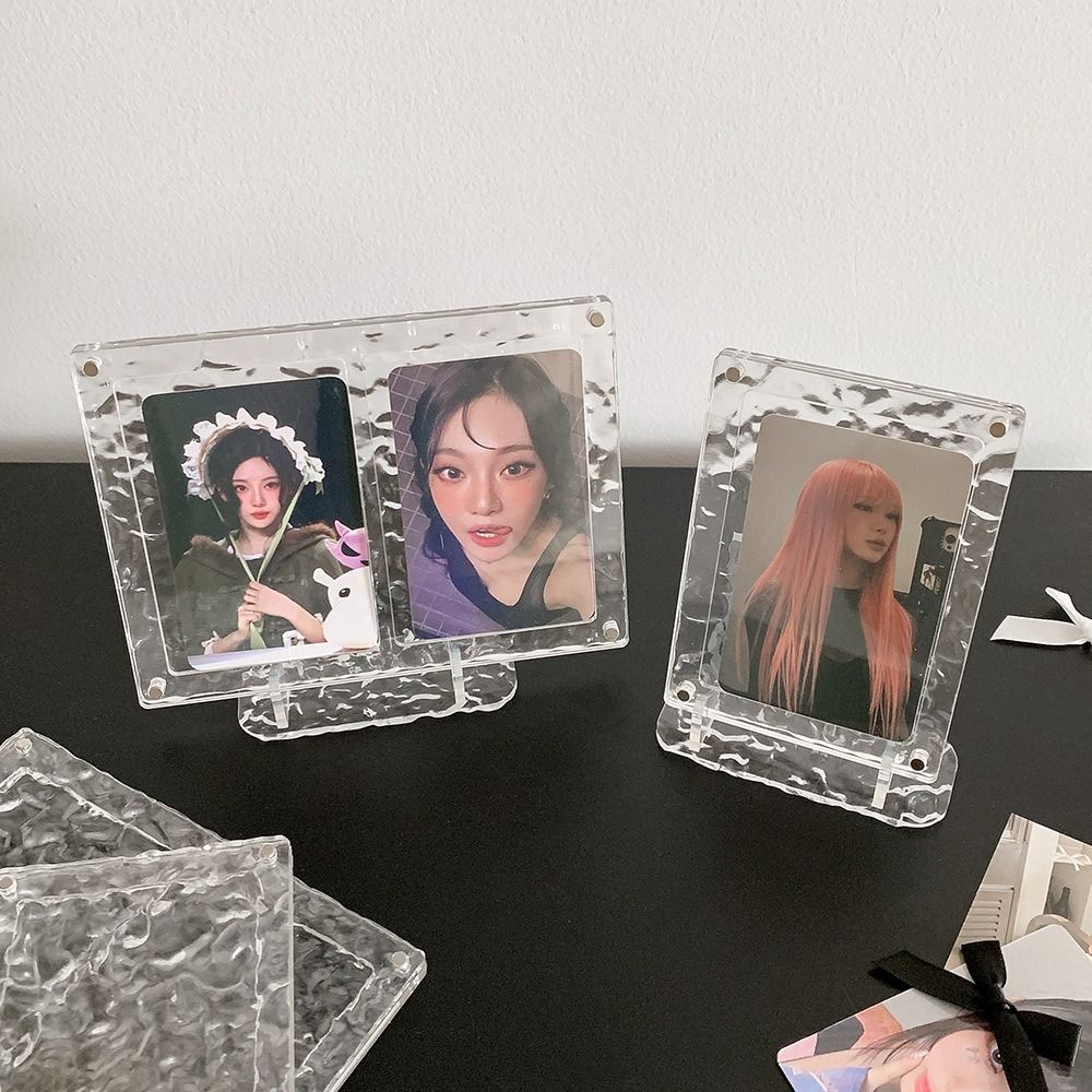 Clear Acrylic Photo Card Holder Water Ripple Picture Frame Photo Display Stand  Desktop Display