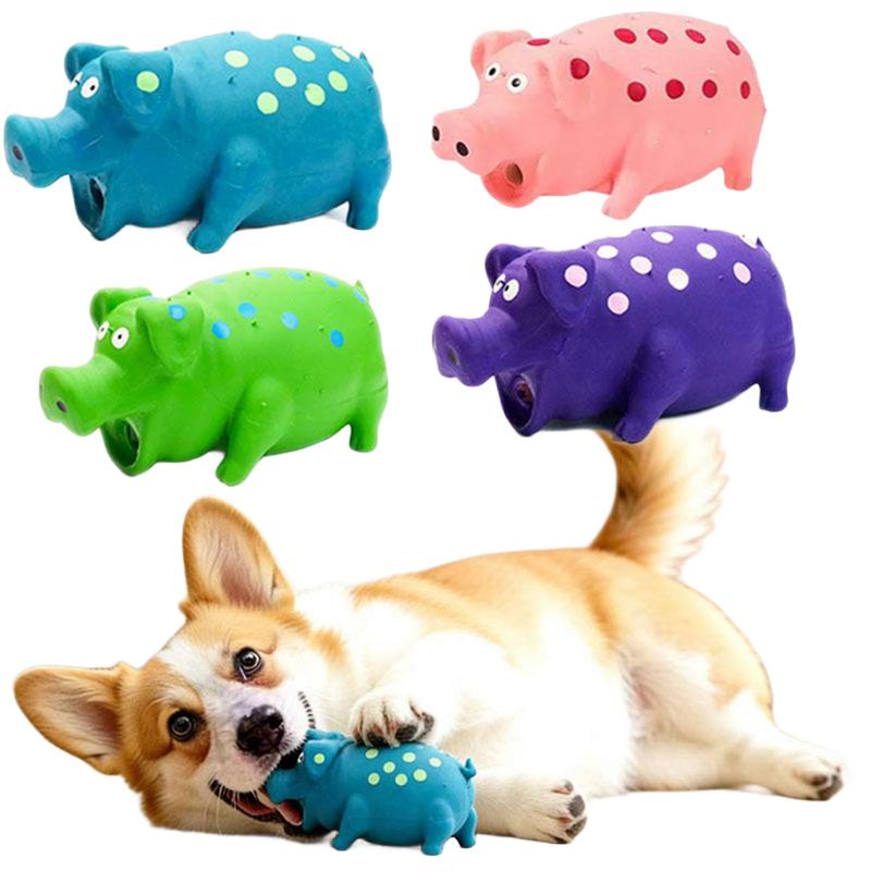 Squeaky Pig Dog Toy Latex Chew Toy For Puppy Teeth Cleaning