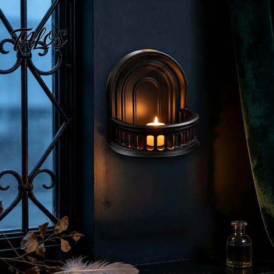 Creative Display Stand Gothic Wall Shelf, Vintage Floating Shelf for Bedroom And Living Room, Matte Black Decorative Wall-Mounted Rack with Exquisite