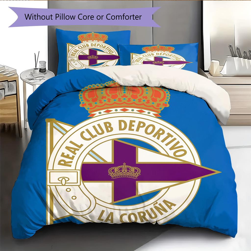 Deportivo de La Coruña Set Copripiumino con Fantasia Decorazione per la Casa Regalo (1 * copripiumino + 2 * federe senza imbottitura)