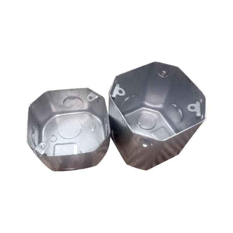 86 Type Thickened Square Steel Junction Box with External Ear, Concealed or Exposed Galvanized Base.