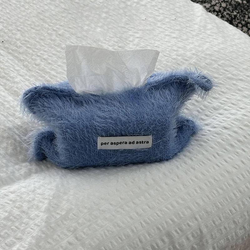 1Pc Toilet Paper Storage Nordic Style Thread Plush High Quality Tissue Bag Holder Solid Color Napkin Boxes