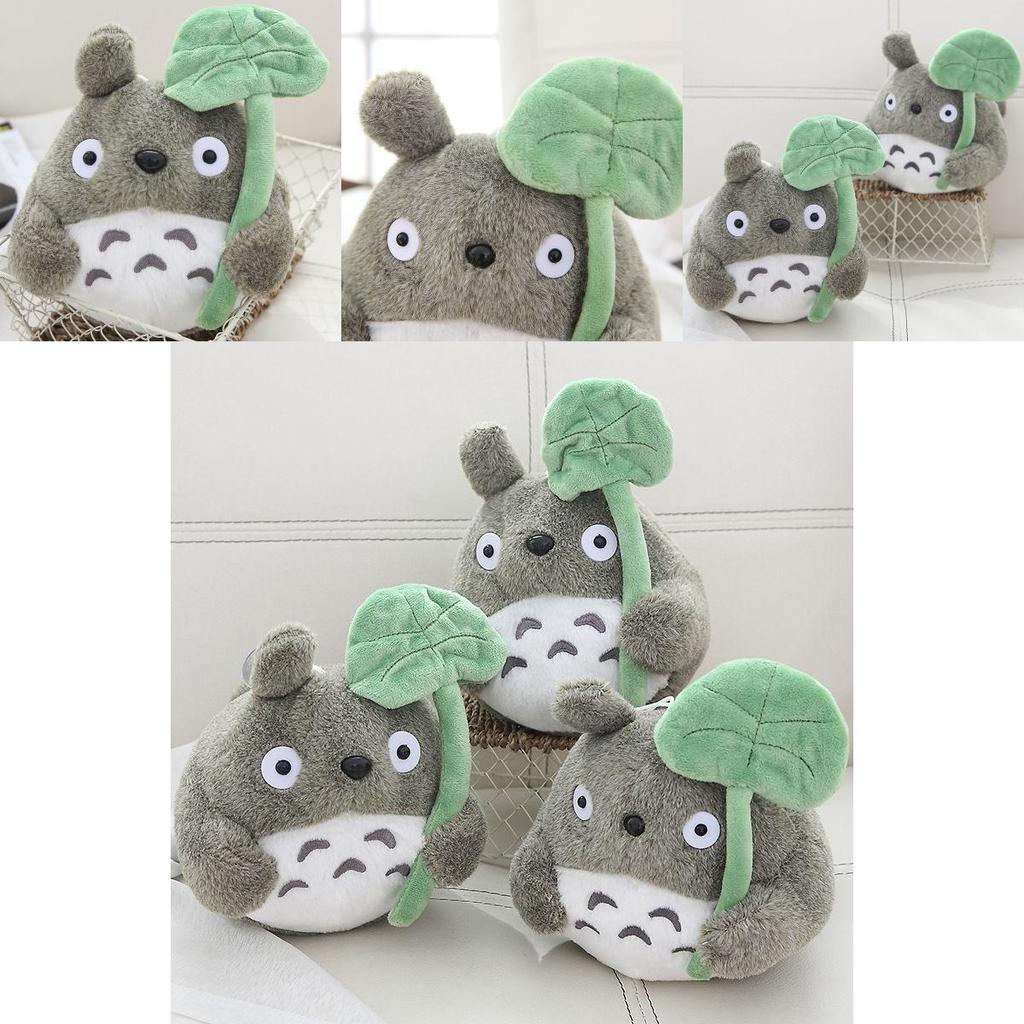 Japanese Anime Totoro With Lotus Leaf Plush Toy Super Soft Short Plush Pp Cotton Filling