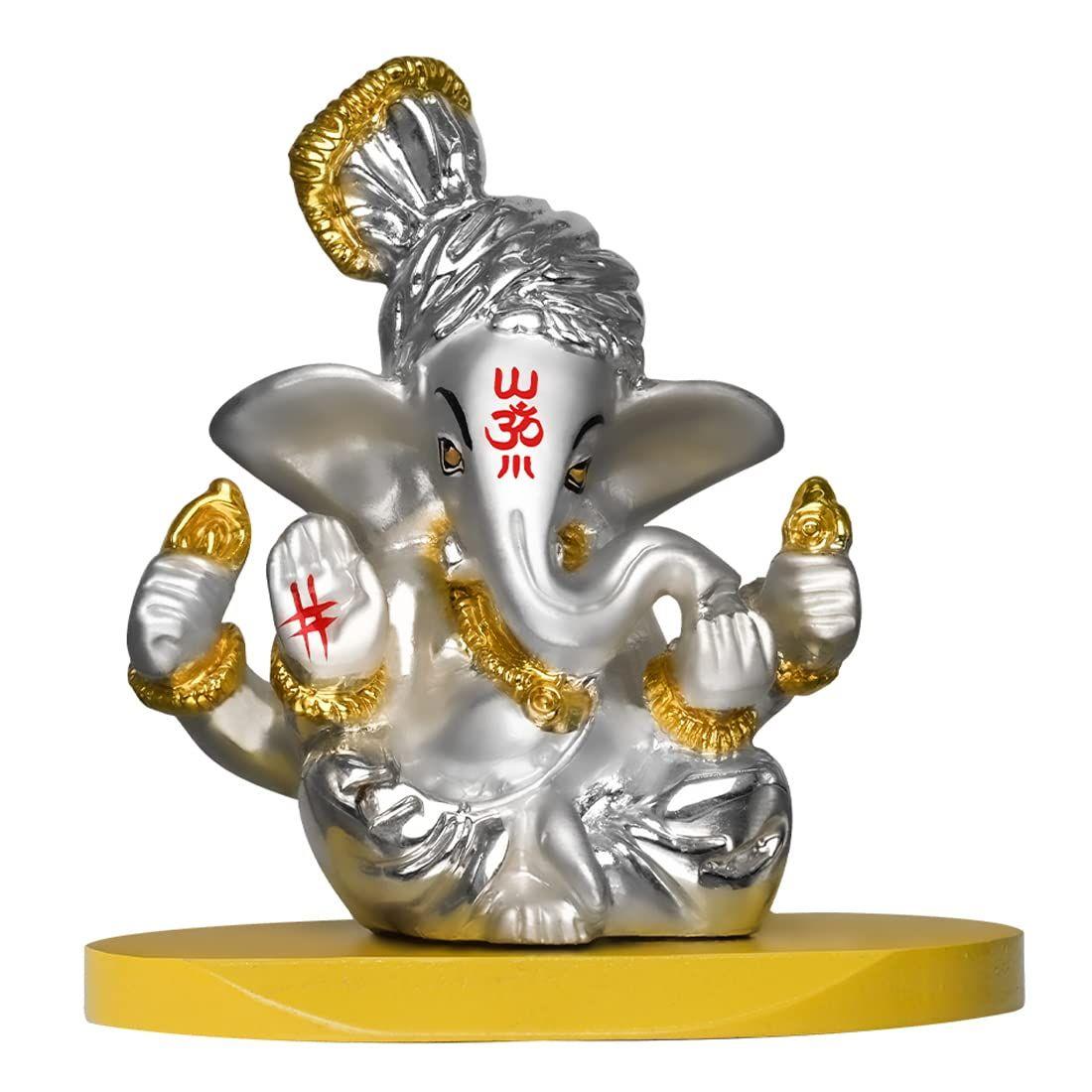 

Pagdi Ganesha Idol for Car Dashboard|Ganesh Ji Murti for Diwali Pooja Gift Home Decor|Ganpati Antique Showpiece|Religious Figurines