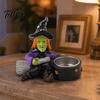 Halloween Skull Candlestick Holder Witch Resin Candle Holder, Spooky Star Cup Tealight Stand Decorative with Metal Heatproof Liner, Gothic Tabletop