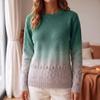Women's Neck Color Long Sleeve Open Front Knit Cardigan Sweater with Embroidery
