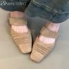 Fashion Casual Mules Women's Slippers Square Toe Flat Sandals Loafers Shoes Woman 2025 Trend Summer Soft Sole Shallow Comfort Sandalias