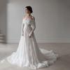 Wedding dress 1011 summer new one-word shoulder wedding dress large skirt leaking back lace trailing wedding dress