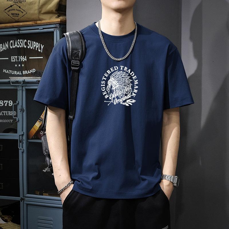 Simple T-shirt Men's print Summer Trendy Printed Cotton Short Sleeved Loose Trendy Breathable T-shirts