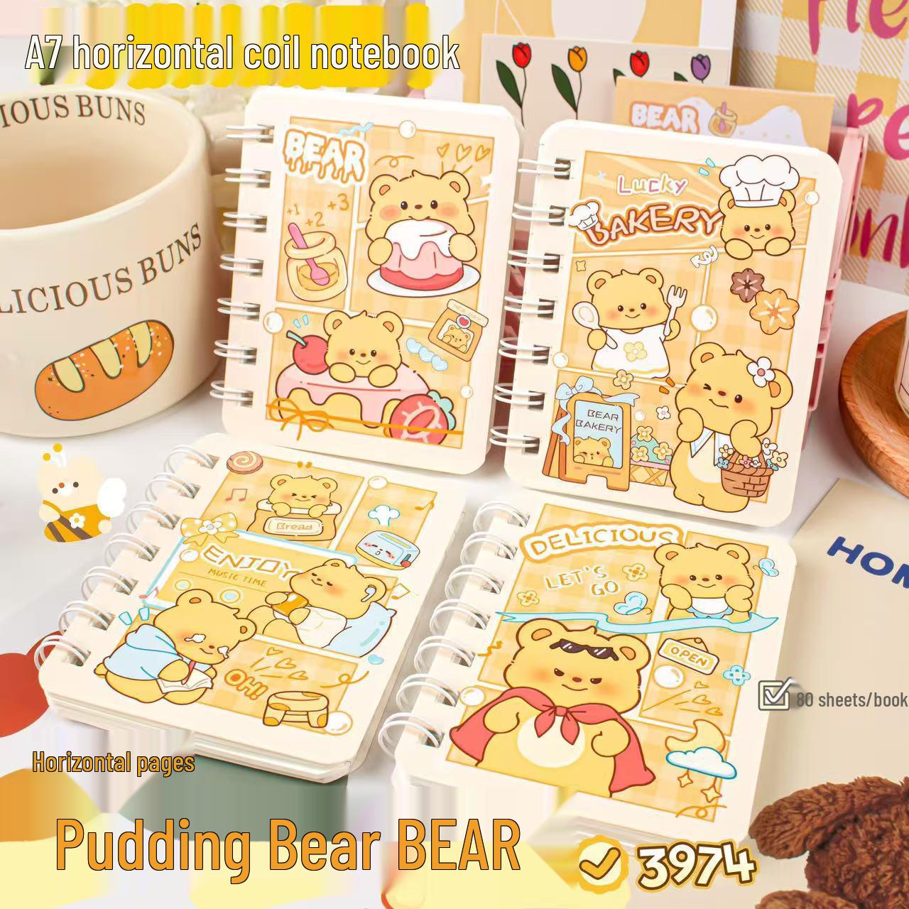 Плотный мультяшный спиральный блокнот, 80 листов, портативный A7, студенческие канцелярские принадлежности