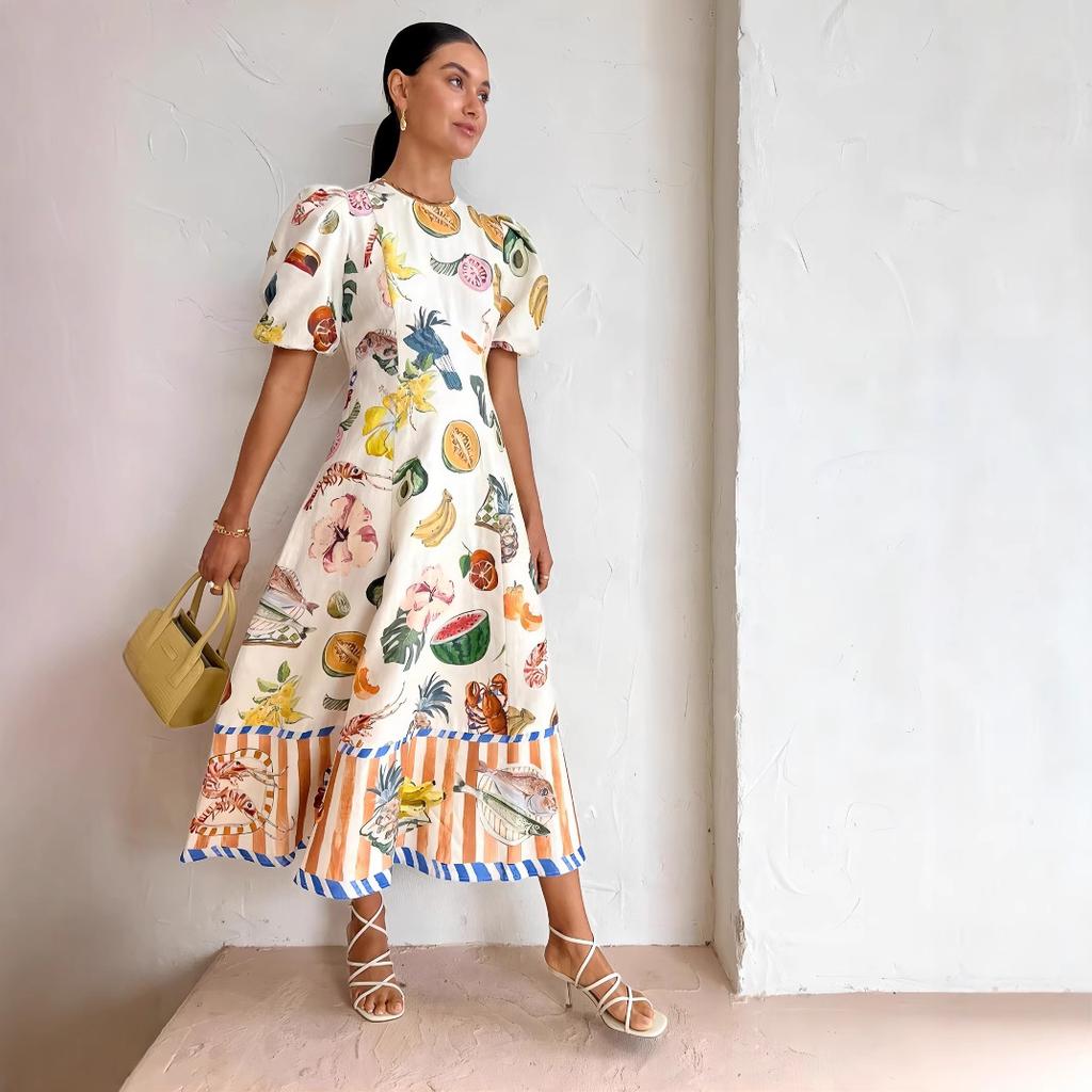 New personalized fashion graffiti print slim versatile dress women