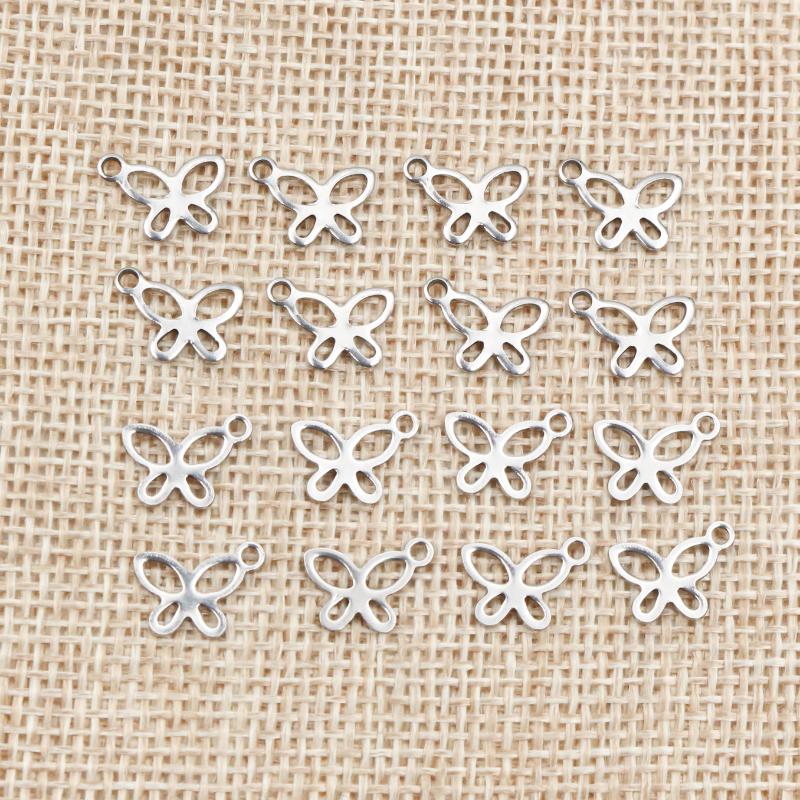 50pcs Small Elephant Butterfly Charms Pendant Stainless Steel DIY Jewelry Making Accessories Findings for Earrings Bracelet