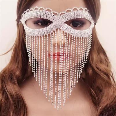 New Accessories Fringed Rhinestone Eye Mask Creative Face Mask Nightclub Party Flash Diamond Mask