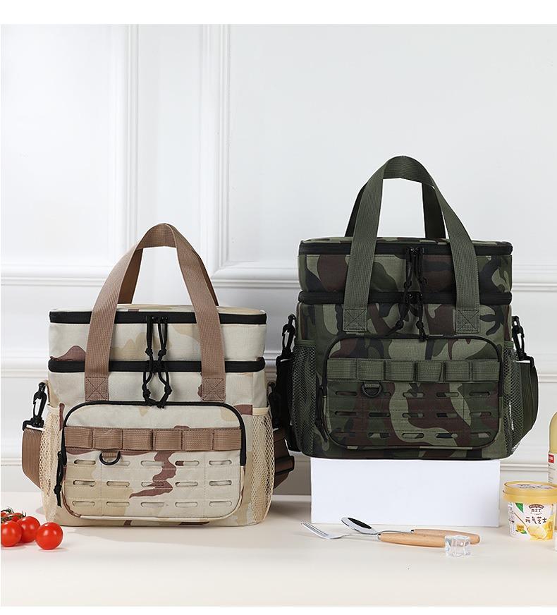 Outdoor Camouflage Picnic Bag Large Capacity Insulated Lunch Box Oxford Cloth Ice Bag for Travel