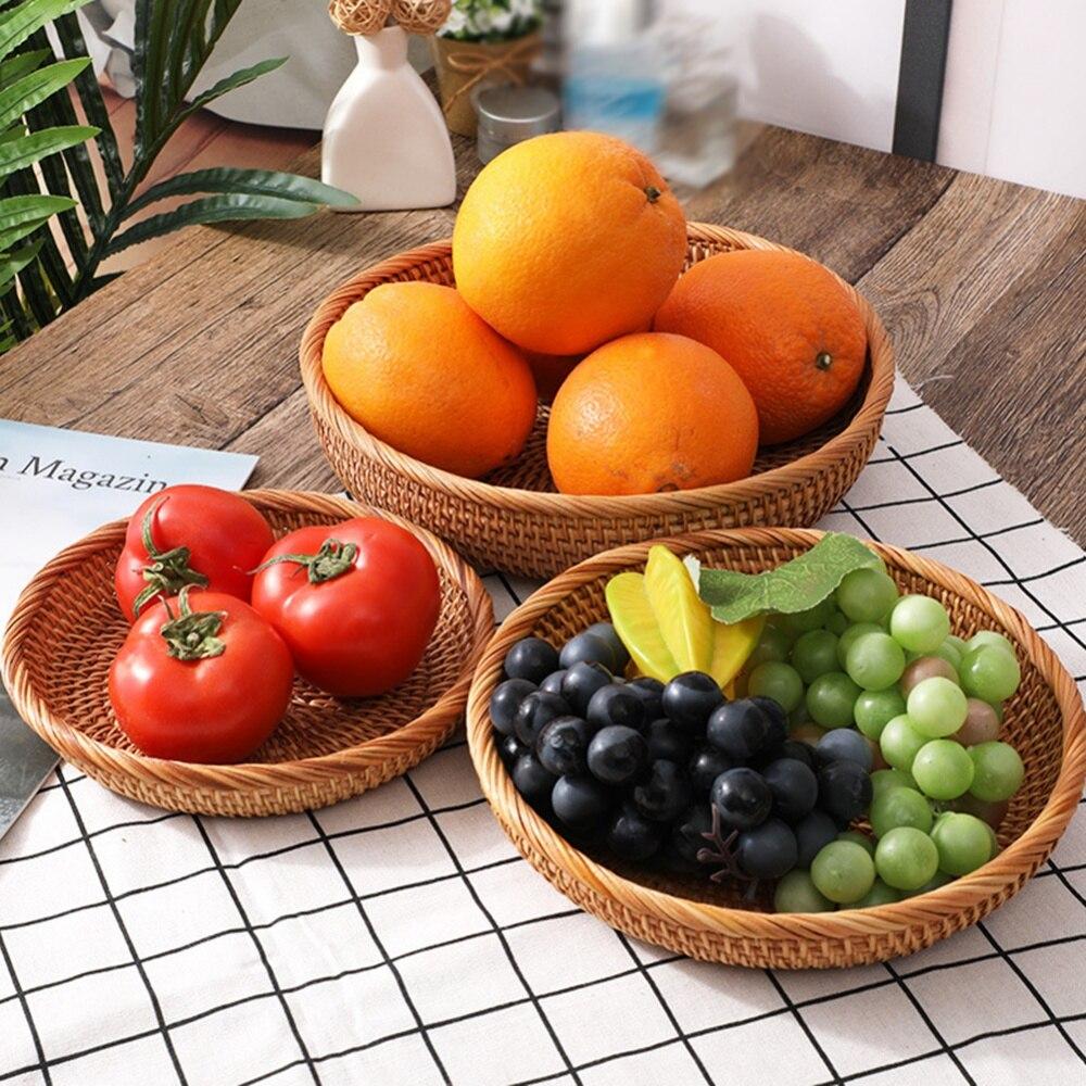 Storage Basket 3pcs Set Fruit Plate for Bedrooms Desks Living Rooms
