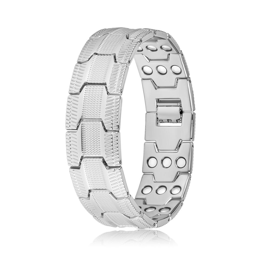 Cross Border Square Wide Version Magnetic Bracelet Men's Zinc Alloy Electroplating Suction Handmade Jewelry