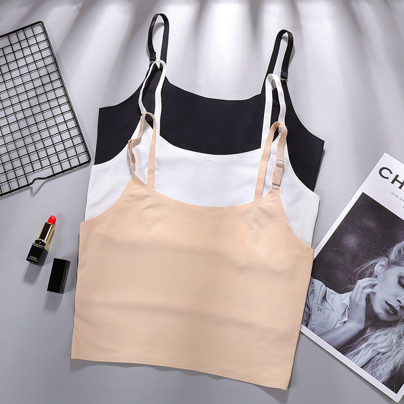 Ice Silk Strapless Backless Camisole - Korean Style Student Top