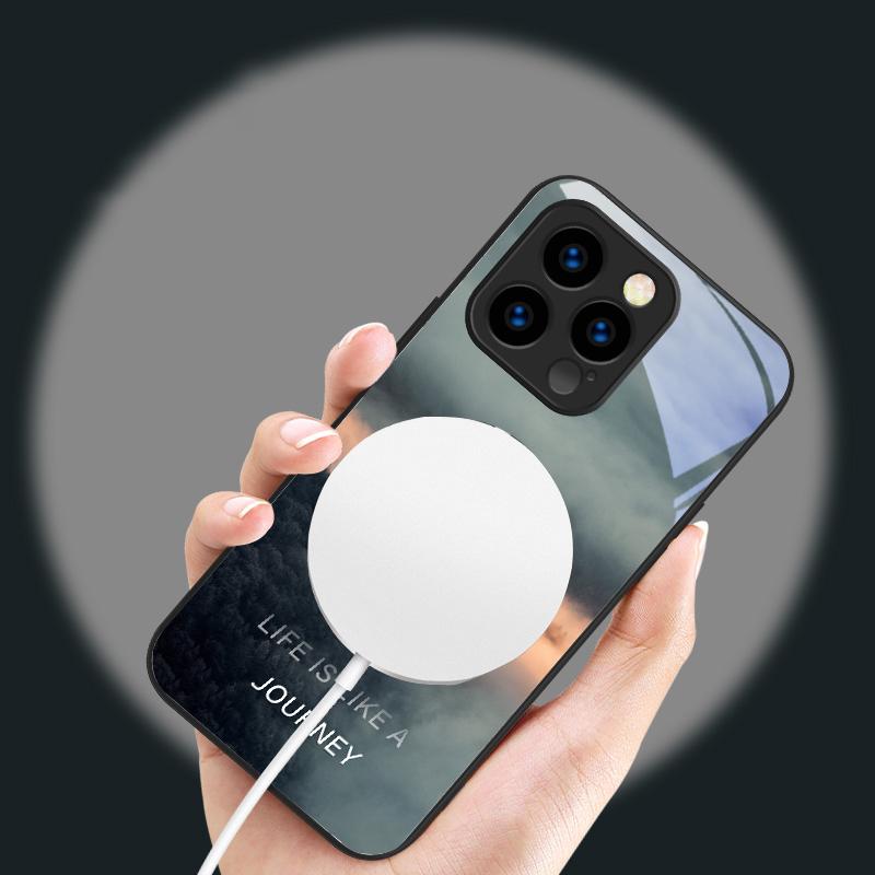 Lake Aurora Ice Surface Suitable For iPhone 16E 17 Pro Max 15 Pro 14 13 Plus 12 Mini 11 16 Air 17Pro Magnetism Glass Phone Case