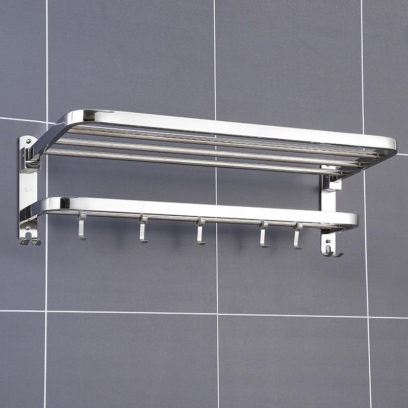 No-Drill 304 Stainless Steel Bathroom Towel Rack and Toilet Shelf