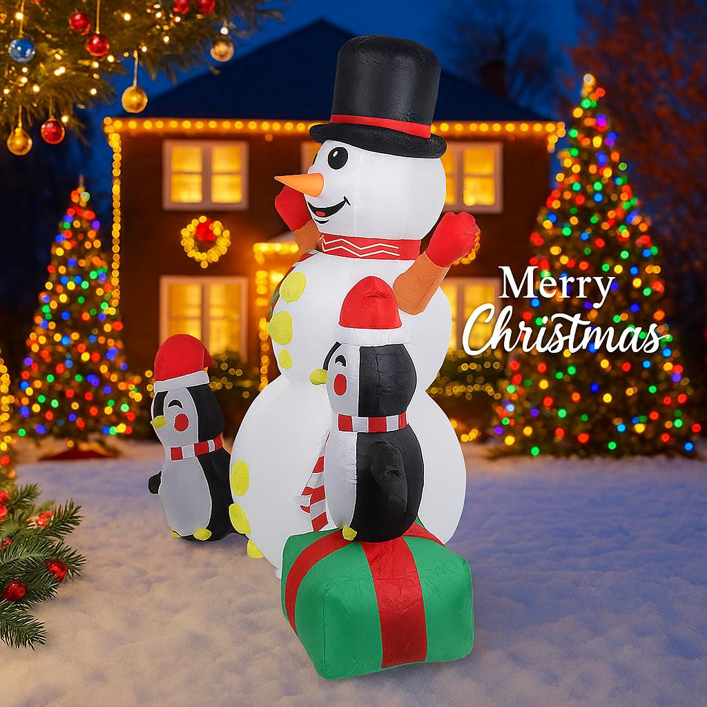 5.91FT Inflatable Snowman Penguins Toys Xmas Yard Lawn Home Party Decorations With LED Lights Christmas Supplies Ornaments Gifts
