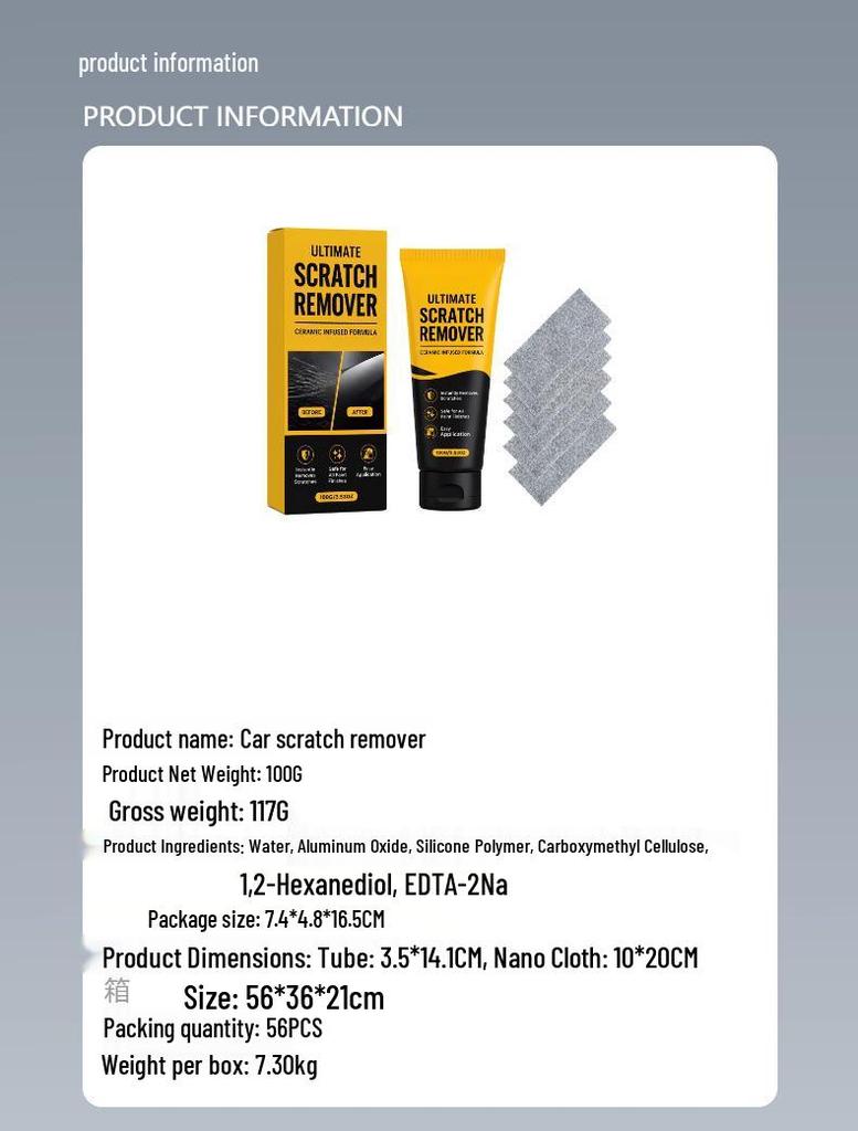 Car Scratch Remover & Polishing Cream for Minor Surface Scratches