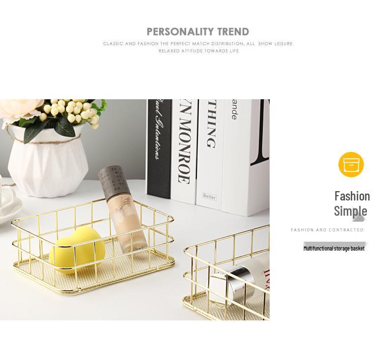 Nordic Iron Art Desktop Organizer and Jewelry Storage Basket