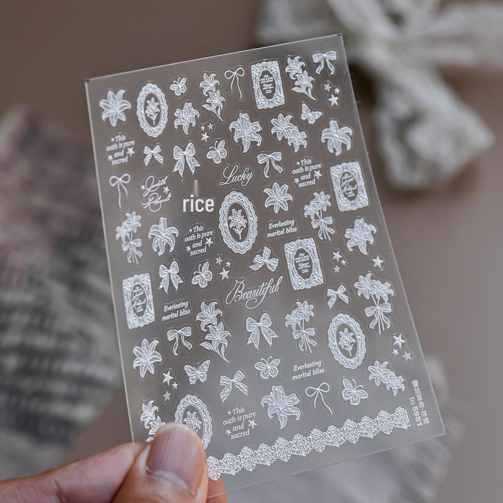 Tomoni 3D Ballet Lace & Lily Flower Nail Art Stickers