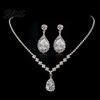Zircon Pendant Necklace Crystal teardrop and Earrings Set for Women