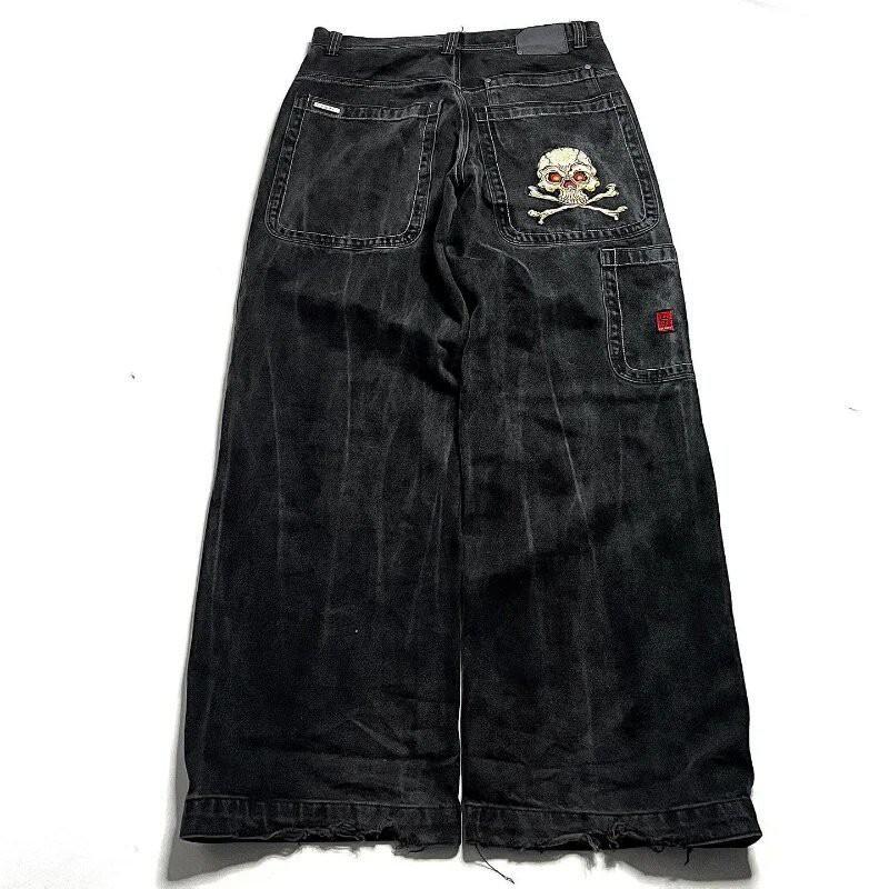 Jeans da Uomo Vestibilità Rilassata Denim Lavato Vintage Con Stampa Grafica Gamba Dritta Pantaloni Streetwear Autunno