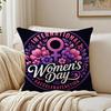 International Women's Day Cushion Cover Breathable Short Plush Cushion Covers Machine Washable Wrinkle-Resistant Soft Durable
