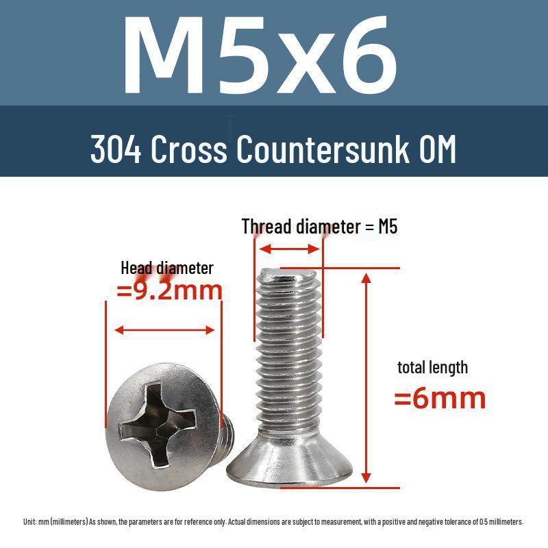 Yigu Stainless Steel Phillips Countersunk Screws M2-M6 Fasteners