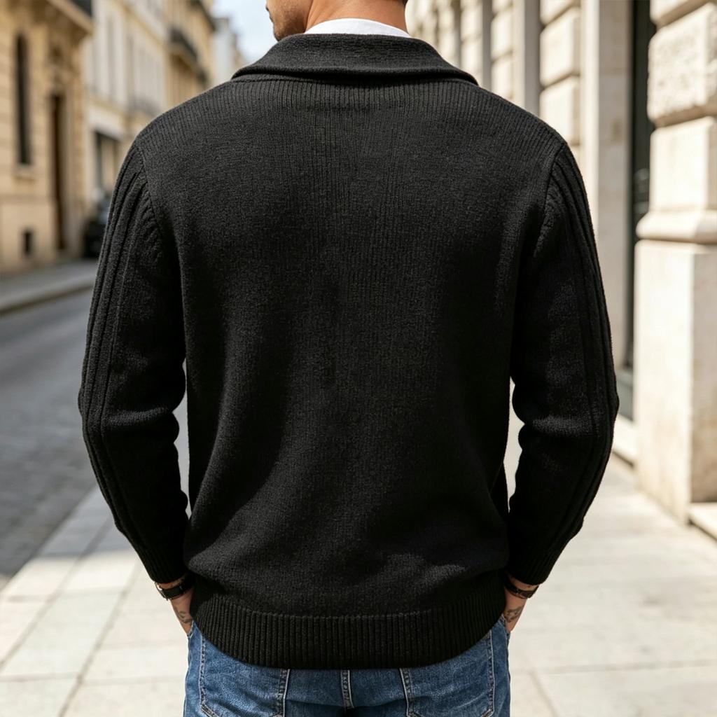 Herren V-Ausschnitt Knopfleiste Strickjacke Pullover Langarm Strickoberteil für Herbst Winter