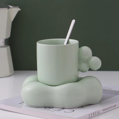 Cloud Coffee Set Light Luxury Couples with Spoon Office Home Water Cup with Butterfly Desktop Decoration Living Room Decoration