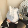 Gitarrenförmige Umhängetasche Kreative PU-Lederhandtasche Reißverschluss Crossbody-Tote für Mädchen und Frauen