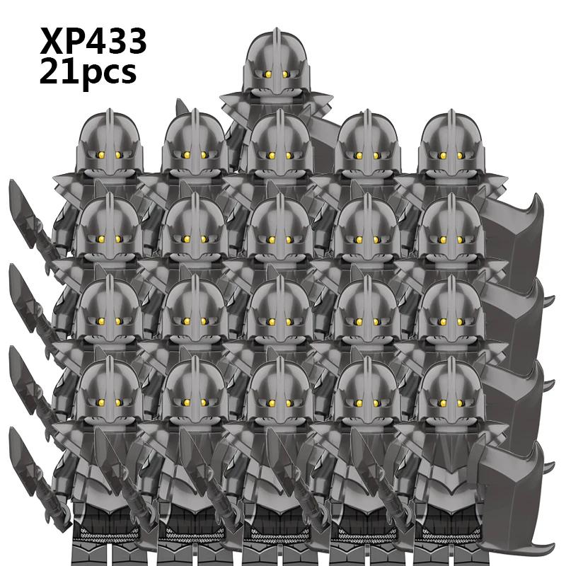 KT1056 21pcs WW2 Movie Character SET Magic Ring Lord Medieval Dwarf Soldier Shield Soldier Army Figure Bricks Toys for Kids Gift