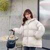 Jachetă de iarnă din bumbac cu glugă pentru femei Parka scurtă, haina caldă, rezistentă la vânt, jachetă îngroșată de puf, culoare solidă