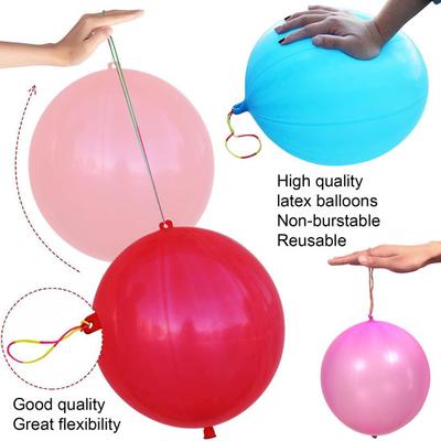 32Pcs Heavy Duty Latex Balloons Bounce Punching Balloons with Hole Rubber Handle Party Balloons Kids Birthday Party Wedding Decor
