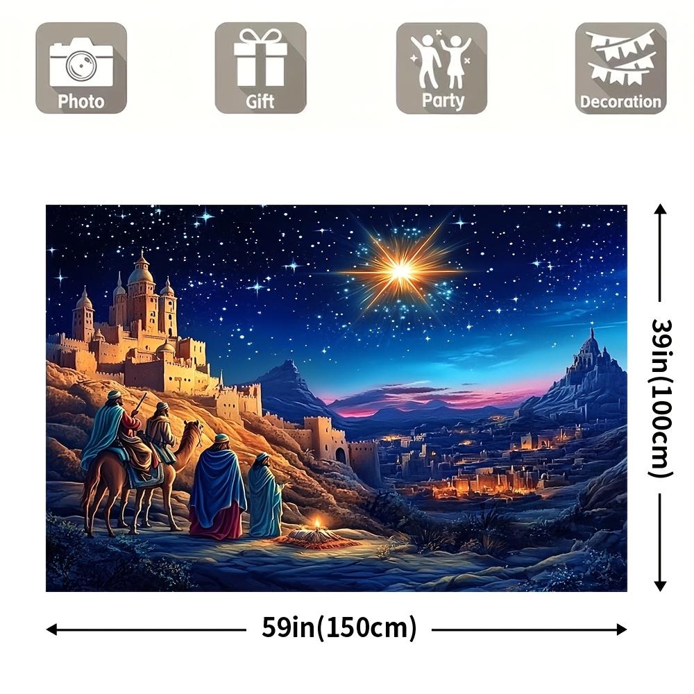 2D Banner 1 Piece 1 Piece Christmas Night Scene Background Suitable for Holiday Decoration Bedroom and Living Room