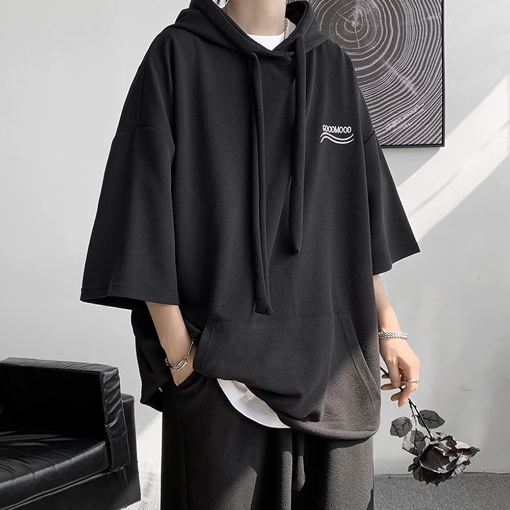 Anzn Summer Short Sleeve and Jersey Set with Loose Plus Men's Hoodie, Set, Sweatshirt, T-Shirt, Shorts, 2-Piece Shorts, Loungewear, Casual, Fit,