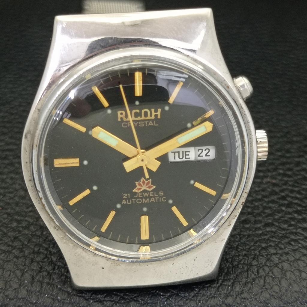 ZEGAREK MĘSKI VINTAGE RICOH R31 AUTOMATIC JAPAN CZARNY KOLOR TARCZY a500604-5 R153-a500604