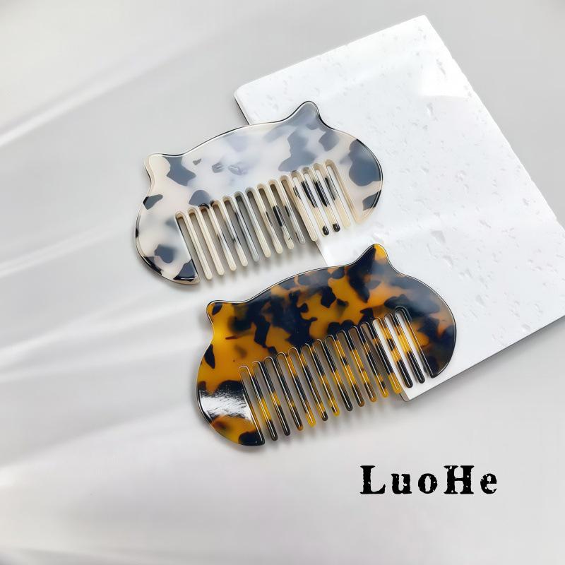 Colorful Cat Ear Portable Hairbrush for Girls - Simple Acetate Comb