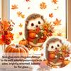1pcs Fall Cute Ghost Hedgehog Static Window Clings, Thanksgiving Halloween Pumpkin Maple Leaf Window Stickers, No Glue Reusable