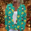 Women's Casual Long Sleeve Knit Cardigan with Button Front and Novelty Print