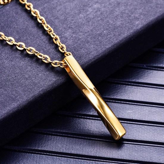Men Necklace Rectangle Spiral Jewelry Hip Hop Style Male Pendant for Daily Wear