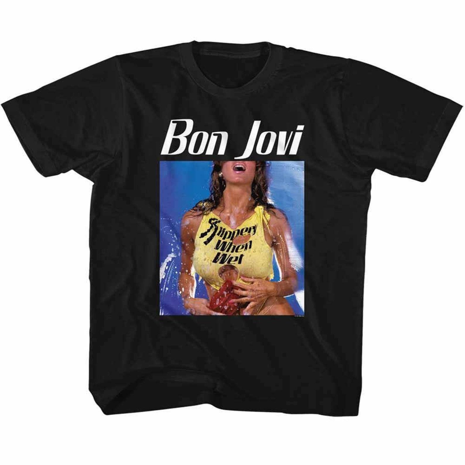 Bon Jovi Bon Slippery When Wet Black Adult T-Shirt S