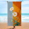 Retro Boho Flower Striped Beach Towel Minimalist Floral Art Print Quick Dry Absorbent Sand-Free Towel for Summer Beach Daily Use