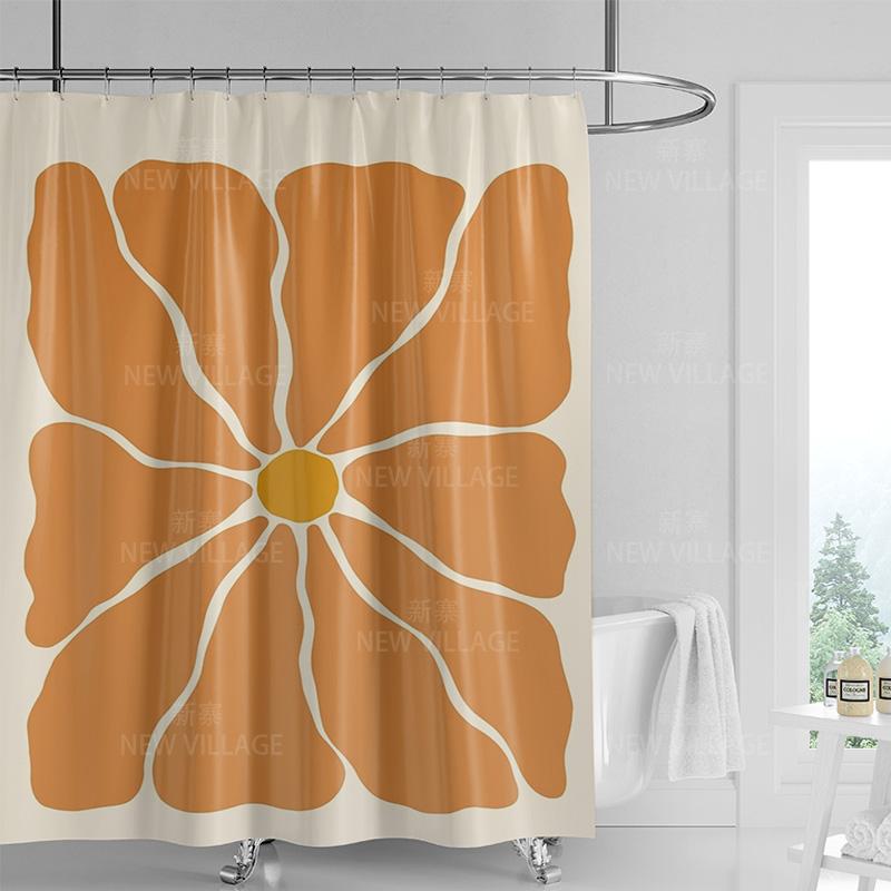 Minimalist Plant Shower Curtain, Modern Bathroom Toilet Decoration Privacy Curtain 180x180cm Waterproof Shower Curtain