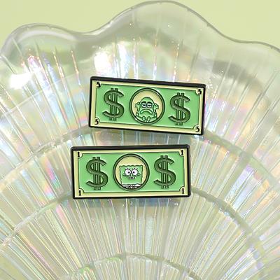 Ocean Shell Coin Enamel Pins Custom US Dollars Banknotes Brooches Lapel Badges Funny Jewelry Gift for Kids Friends