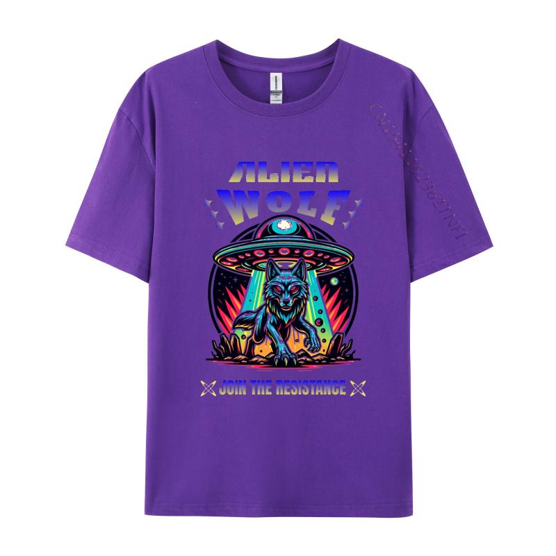 Alien Wolf TShirt Join The Resistance Funny T Shirt Cotton Tops Tees for Male Black Large Graphic Tees