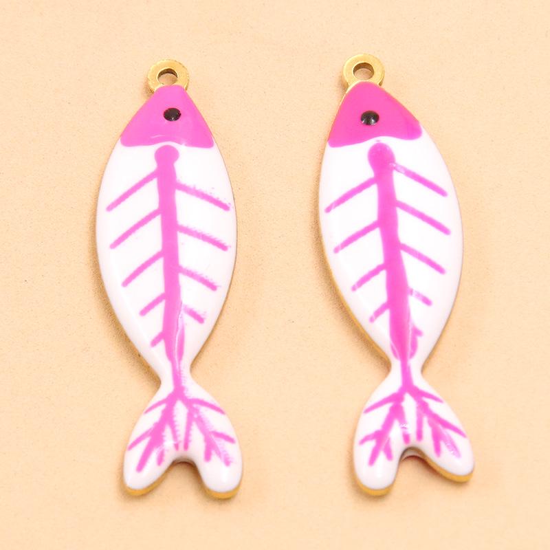 11x39mm Gold Enamel Stainless Steel Small Fish Pendant, Double-Sided, 10 Colors for DIY Jewelry 1 piece розы красного